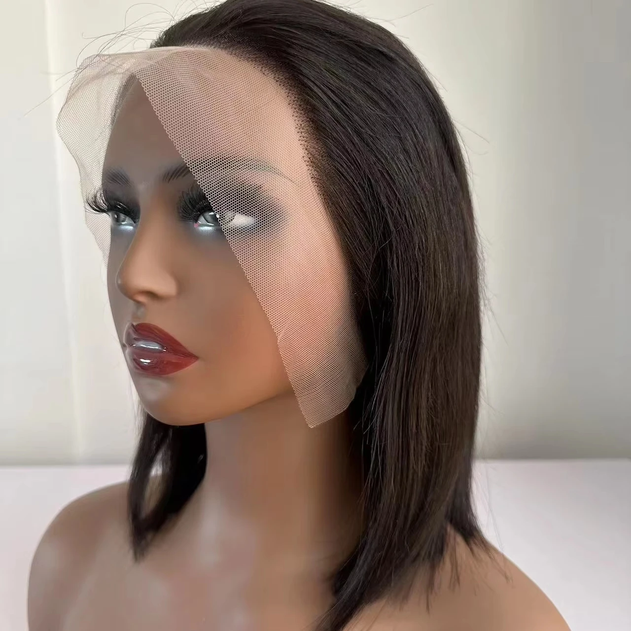 Wholesale Sinoland WW-040 100% Virgin Human Hair Short Bob Wig 13x4 Transparent for Body Wave Style Women Light Brown