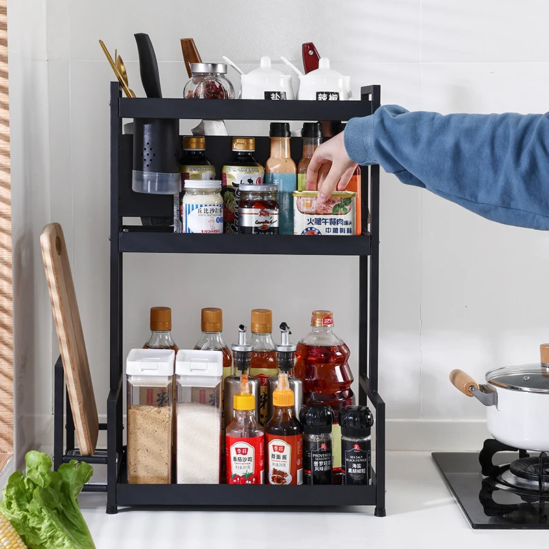 

High Quality standing Type Stainless Steel 3 Tier Kitchen Storage Rack Spice Rack Organizer