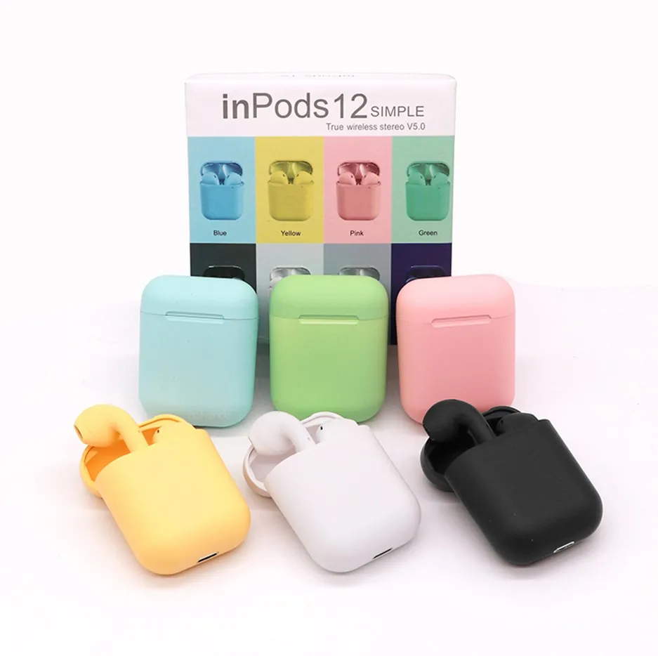 

2021 Hot Sell Macaron Inpods 12 TWS Headphones i12 Touch Control 5.0 Mini True Blue tooths Wireless Inpods 12 Earphone