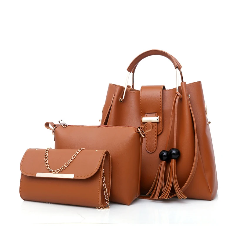 

Leather Tote Bag Wholesale Vegan Leather Bag Tote Set Handbags For Women, 6 colors for you to choose