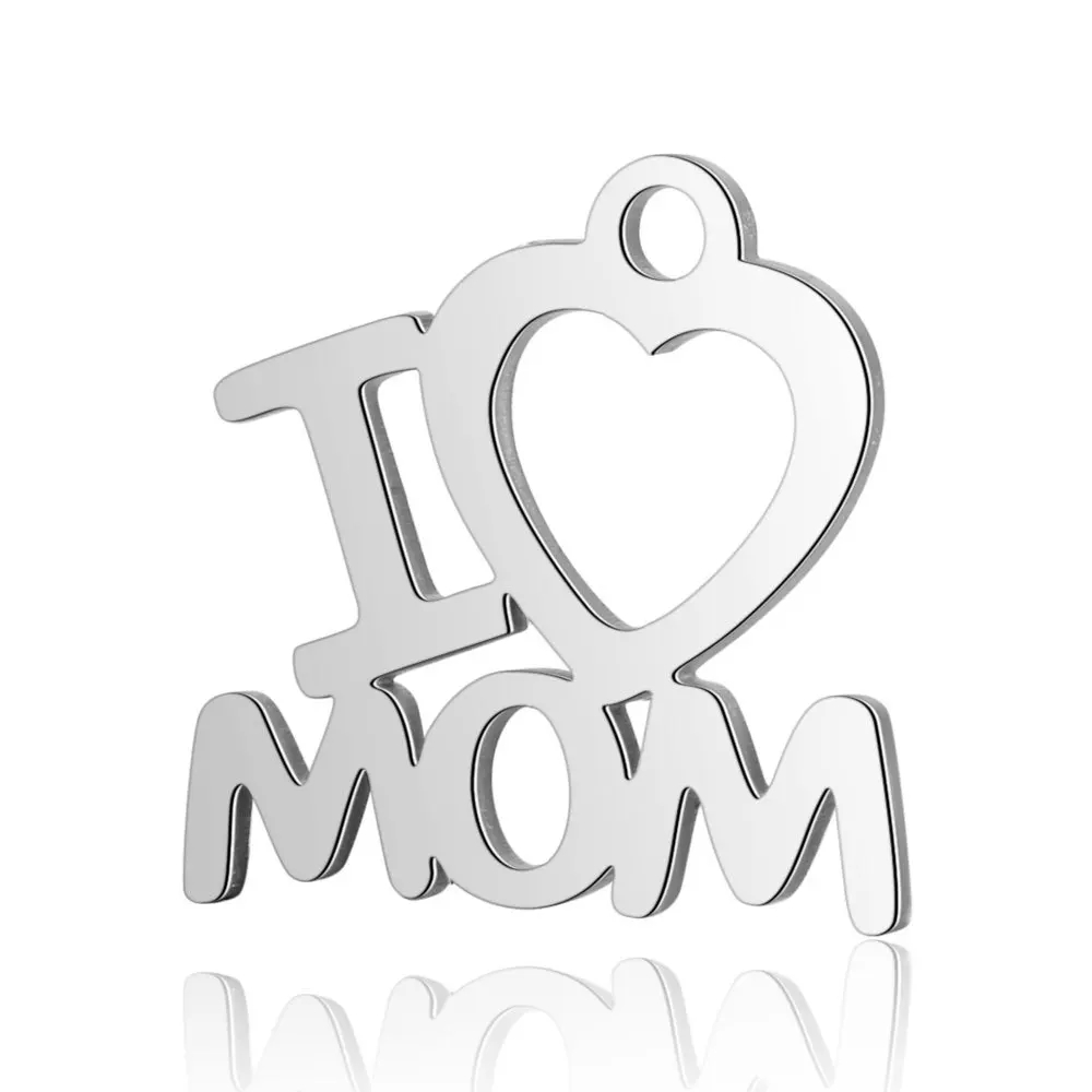 

MOM lover jewelry charms custom inspiration letter charms stainless steel phrase words message charms tags, Gold plated