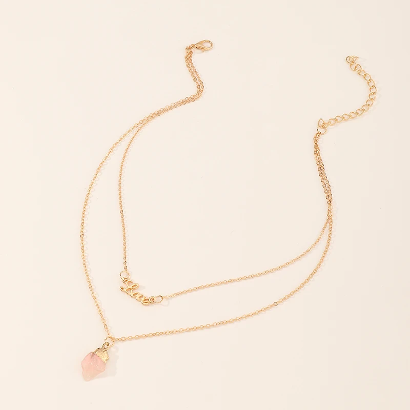 

Fashion Simple Love Letter Necklace Jewelry Natural Stone Multilayer Chain Necklace