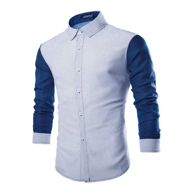 In Stock Wholesale Patchwork Long Sleeve Office Formal Dress Shirts For Man