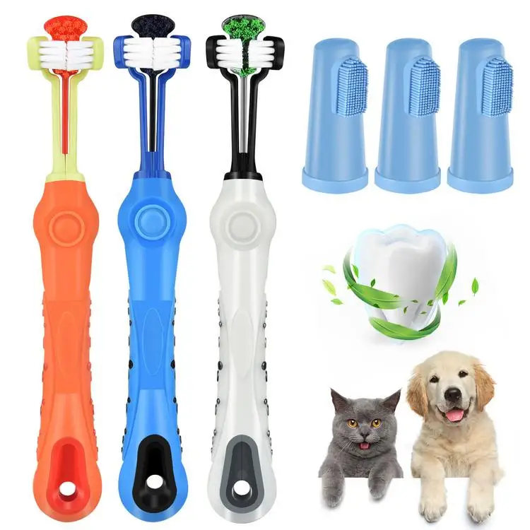 

3PCS Pet Toothbrush Set Multi-angle Cleaning Toothbrush Cat And Dog Toothbrush Soft Bristles Remove Bad Breath