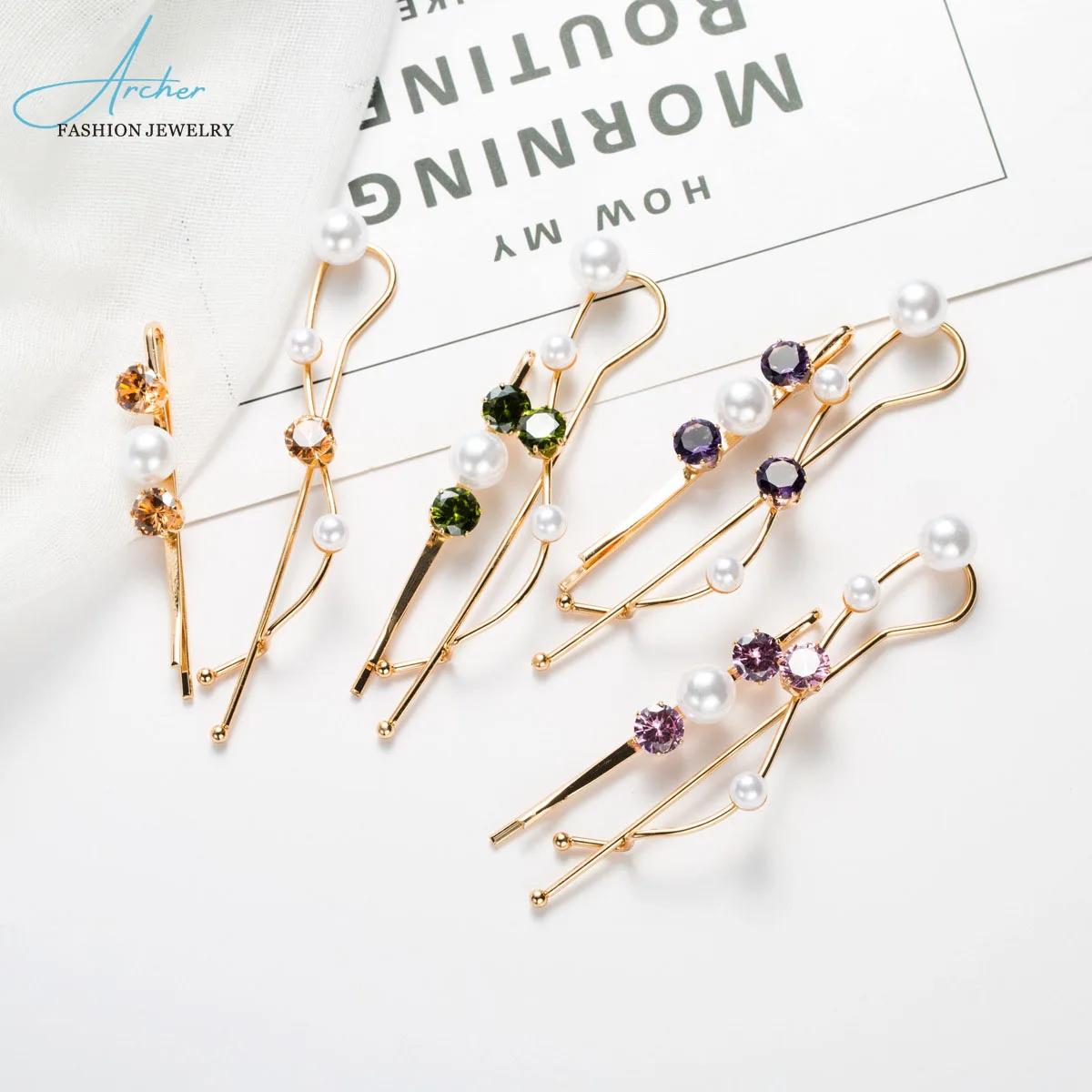 

Korean Hair Accessories Fashion Women Crystal Rhinestone Pearl Bobby Pin Sets