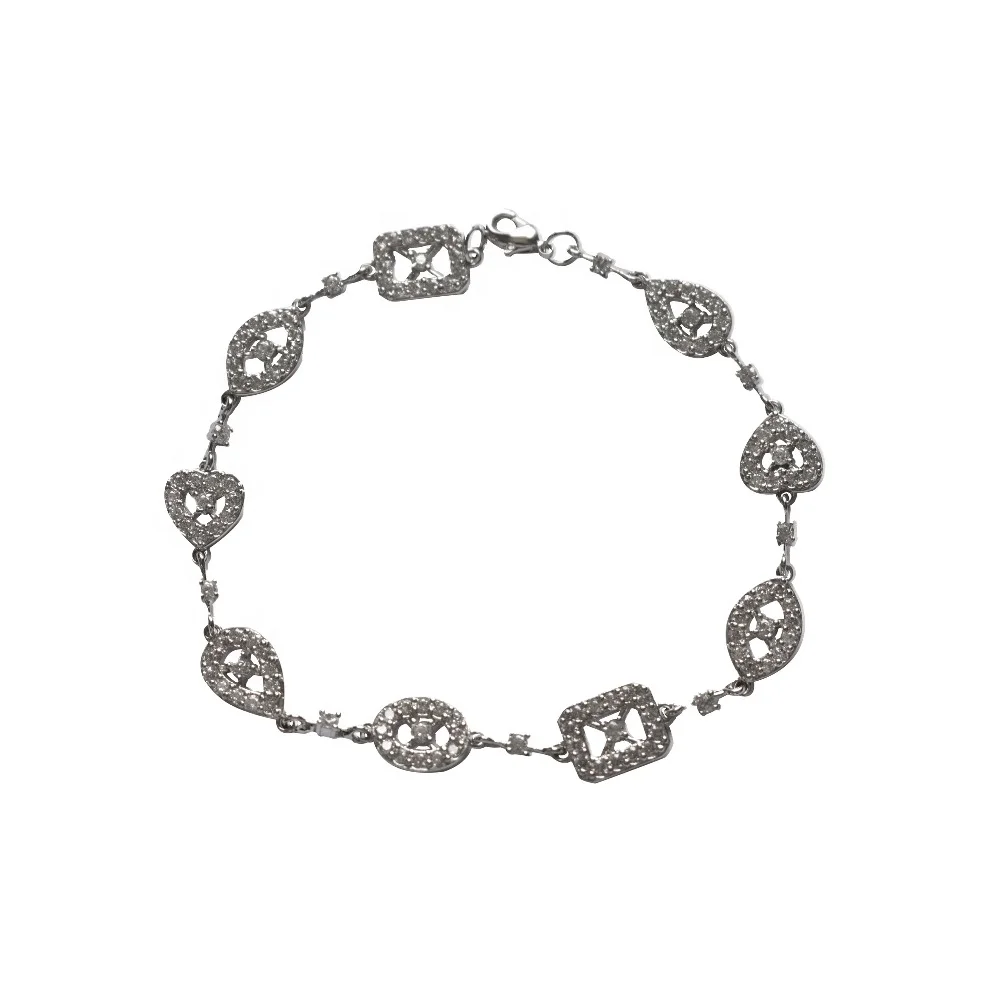 

Vintage Sterling 925 Silver Prong Setting Zircon Fashion Evil Eye Bracelet Women Jewelry