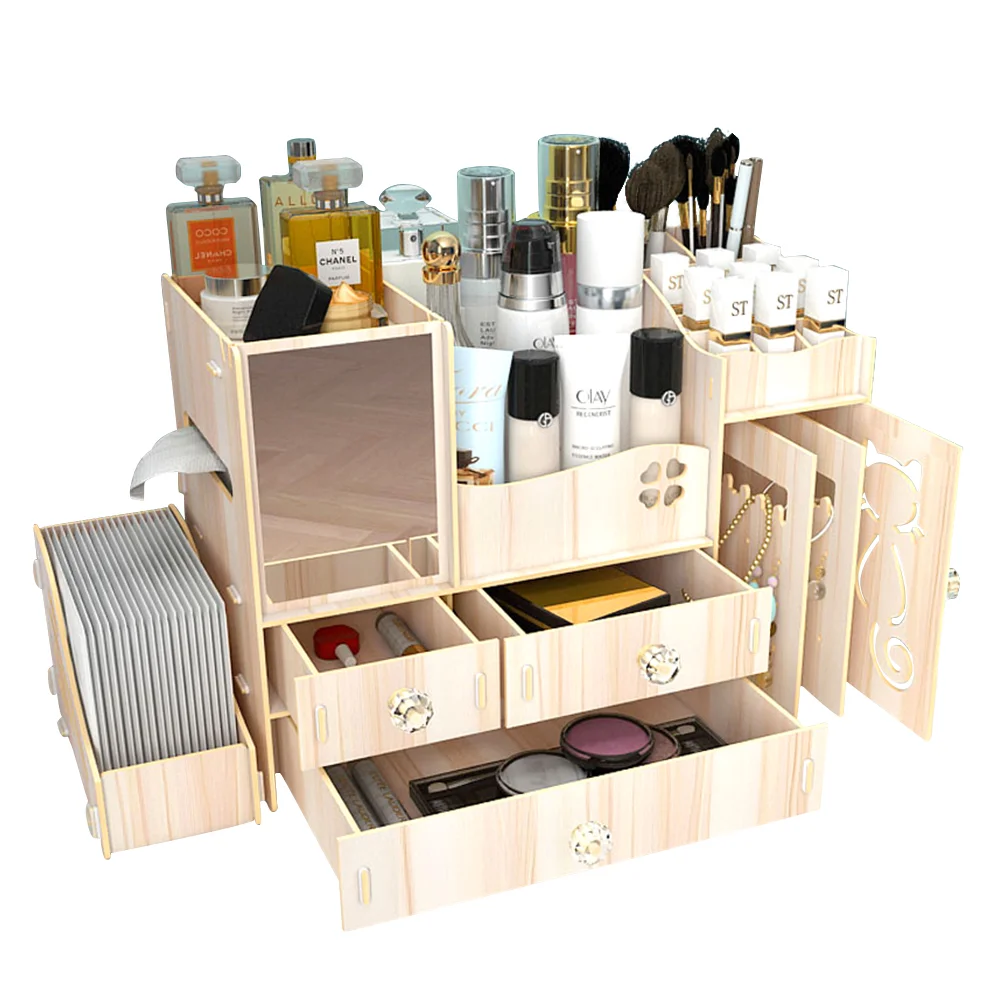 

Wooden 3 tier bamboo dressing table makeup organizer , table cosmetic storage holders