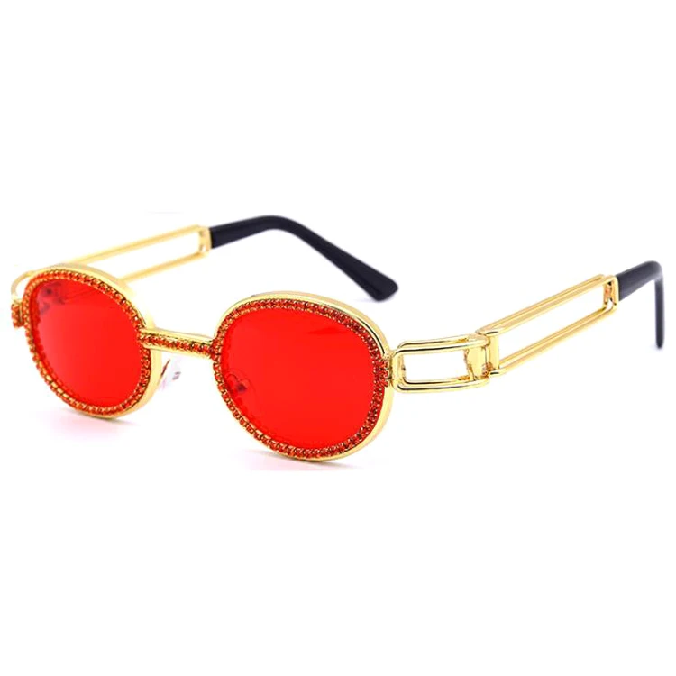 

2019 luxury sun glasses full-rim Rhinestone gold frame women sunglasses