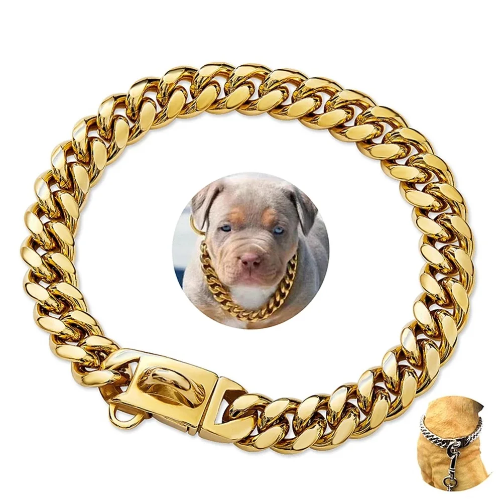 

0.55 "Stainless Steel pet dog antique chain collar dog necklace Cuban chain dog collar