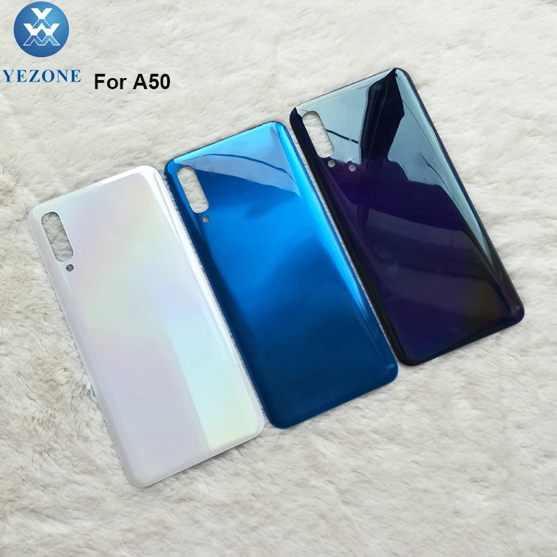 

For Samsung A50 Battery Back Cover Door Rear Housing Case For Samsung Galaxy A50 Phone Protective Replacement Parts & Logo, Black/white/blue