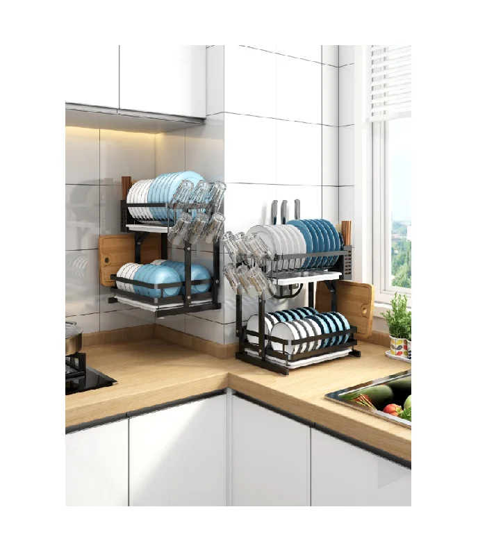 

Modern stainless steel Multifountion foldable kitchen organizer rack with kitchen accessories stainless steel Drain rack