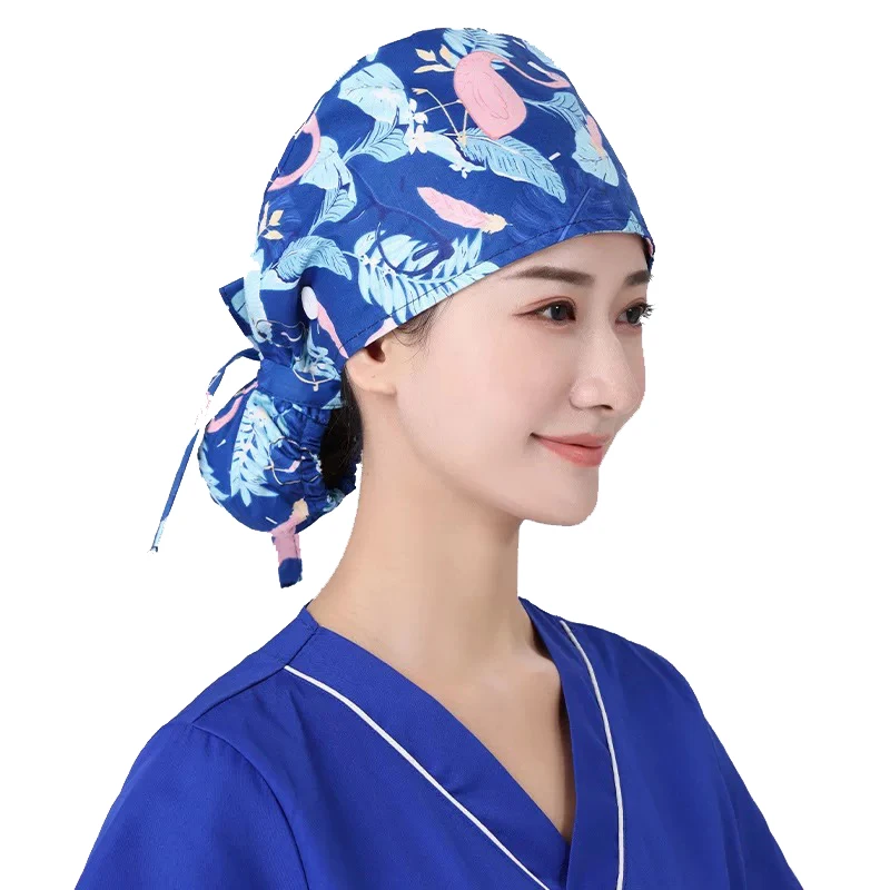 

Cotton Adjustable Pet Work Hats Dust Cap Nursing Cap Elastic Ponytail Caps, Solid dyed&printed
