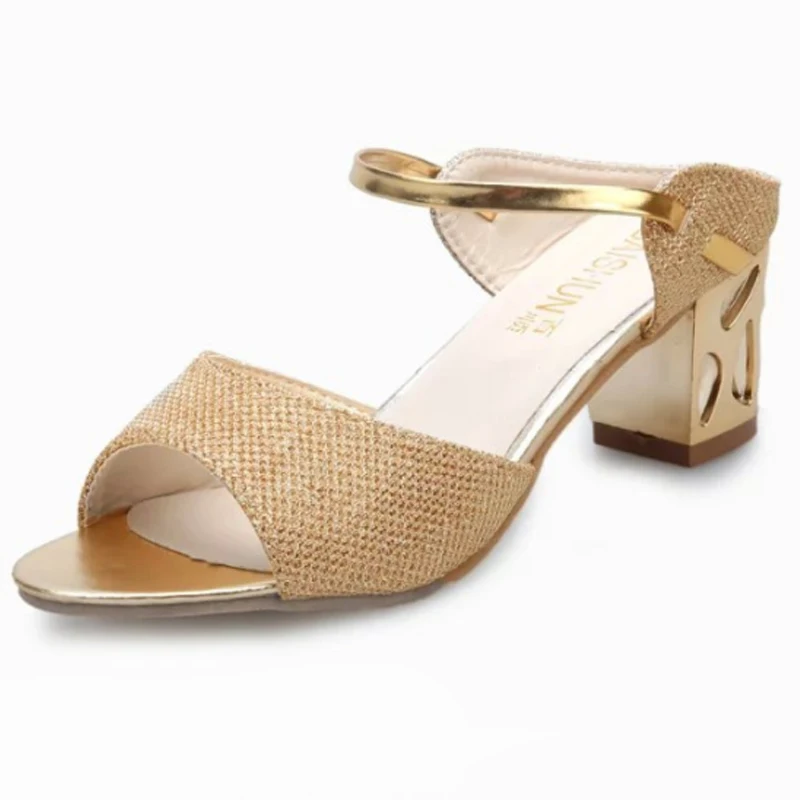 

HLS032 shoes women heels casual comfort new fashionable ladies classic sandals, White, silver, gold