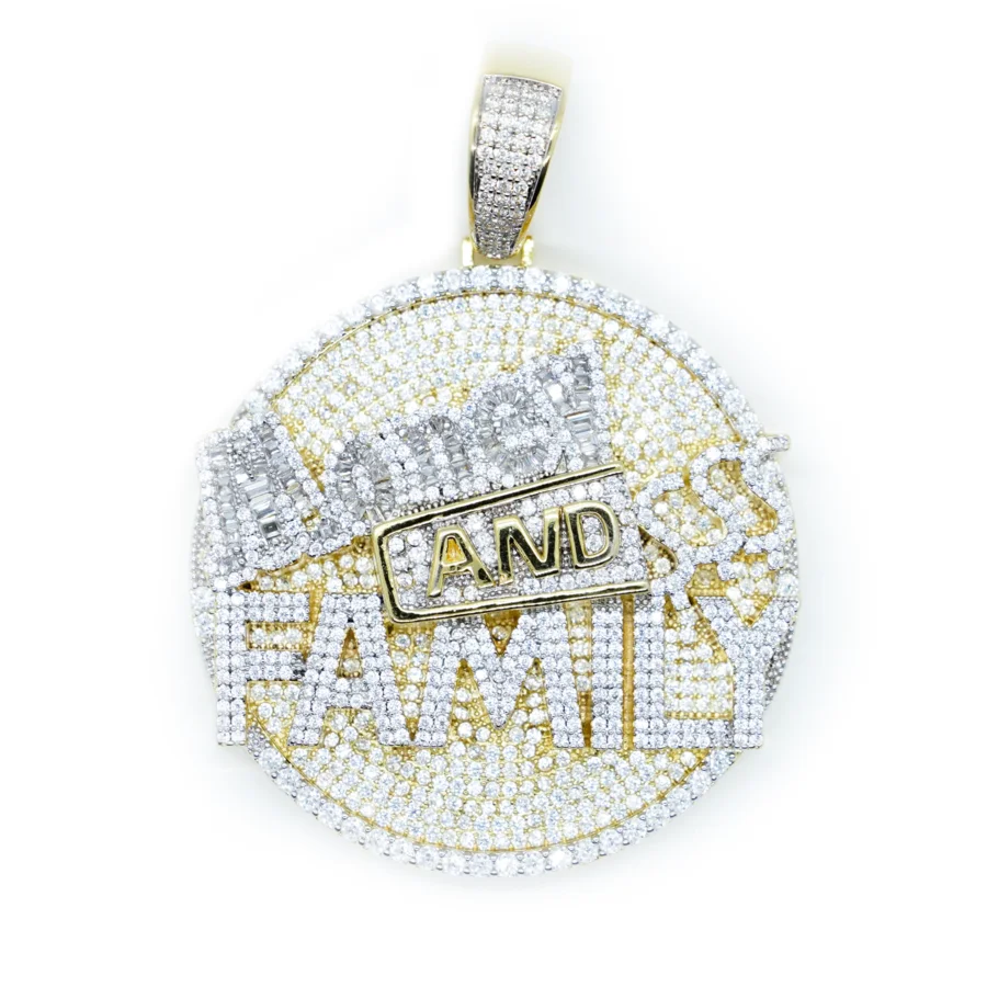 

iced out bling hip hop jewelry micro pave cz letter money and family round pendant for men