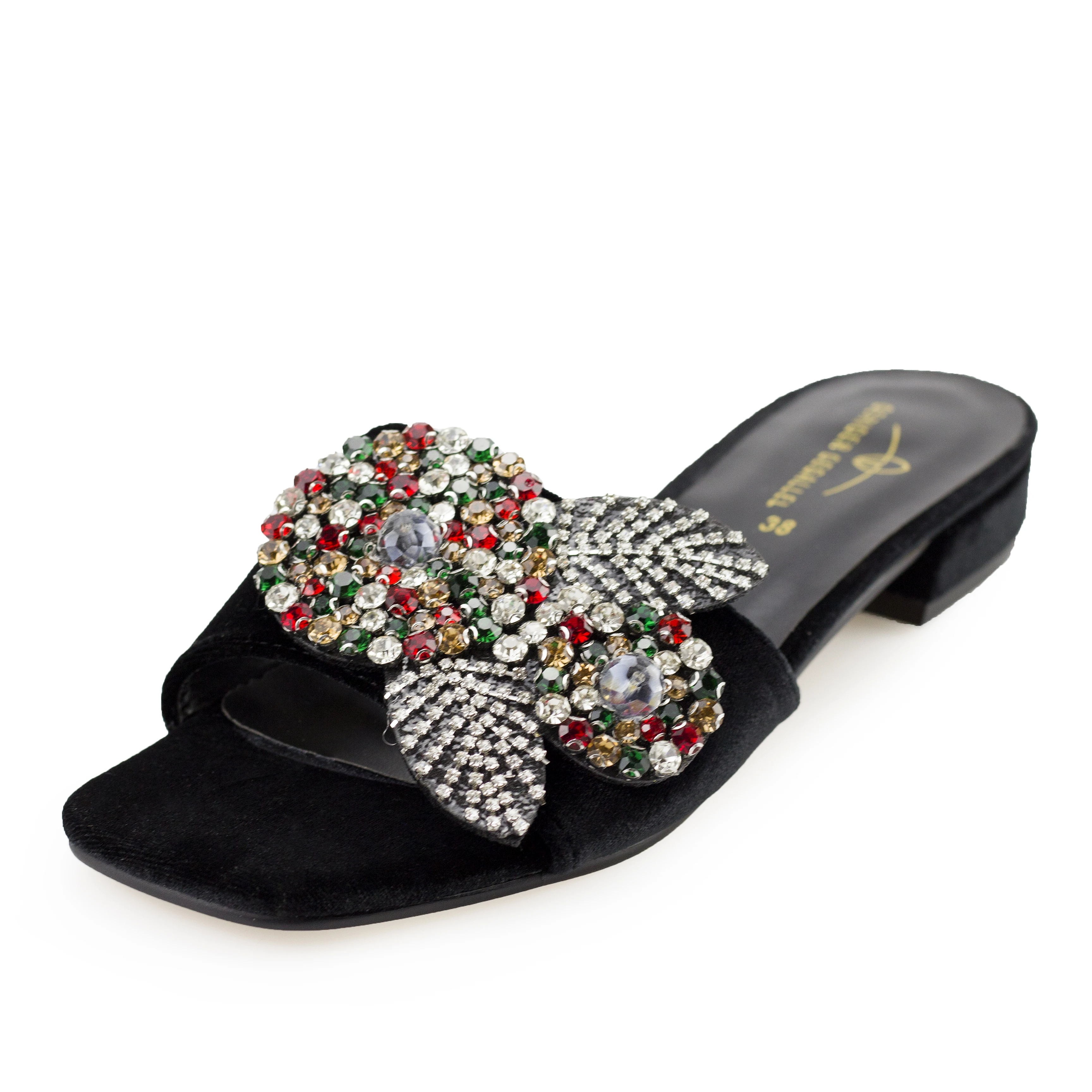 

1552-4 Faux Suede OEM Women Shoes Summer Slides Outdoor Ladies Low Heeled Women Slippers Sandals