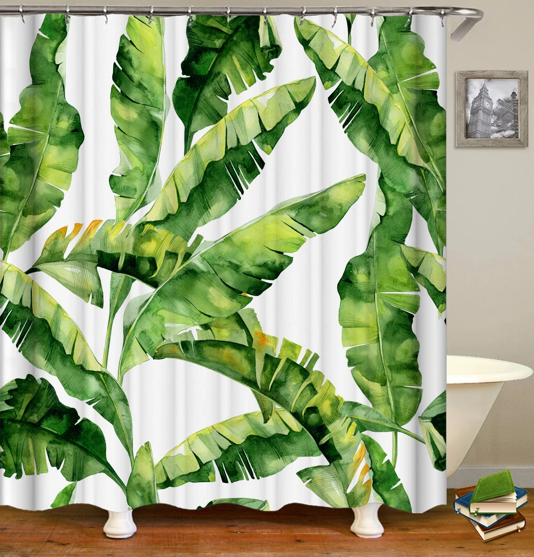 

Drop shipping, exquisite printed leaf shower curtain, wholesale tropical leaf bathroom shower curtain/, Customized color