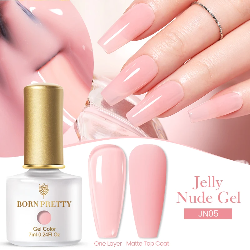 

BORN PRETTY Newest Jelly Colors Gel Polish 7ml 20 Colors Cruelty Free Nude Pink Gel Translucent Soak Off UV LED Gel Nail Polish