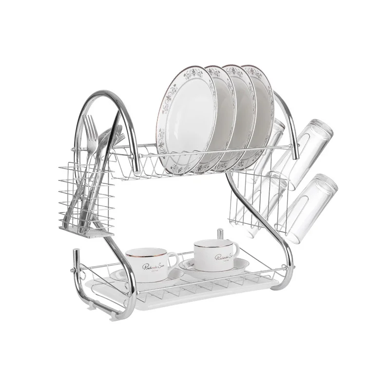 

Factory Custom Metal And Iron Art Double-layer Large-capacity Dish Rack, Bronze