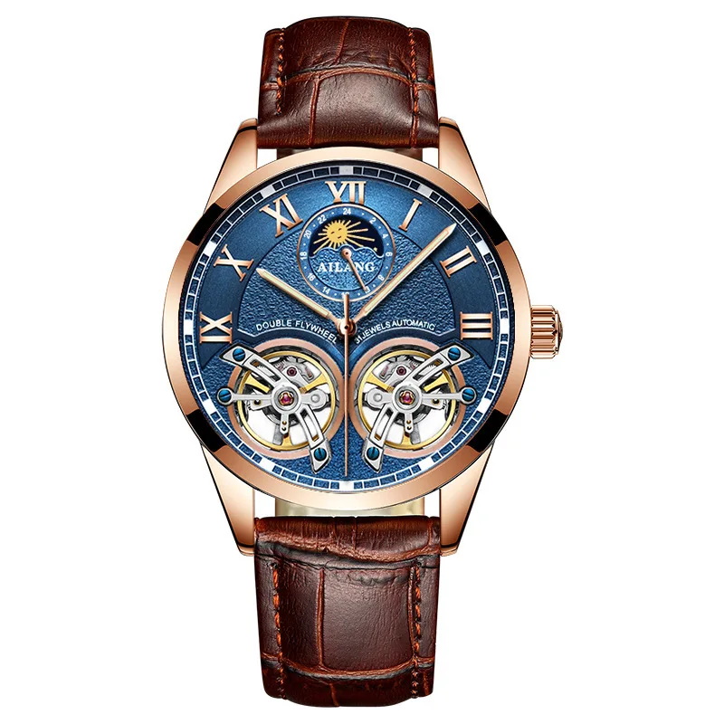 

AILANG Original Design Watch Men's Double Flywheel Automatic Mechanical Watch Fashion Casual Business Men's Clock