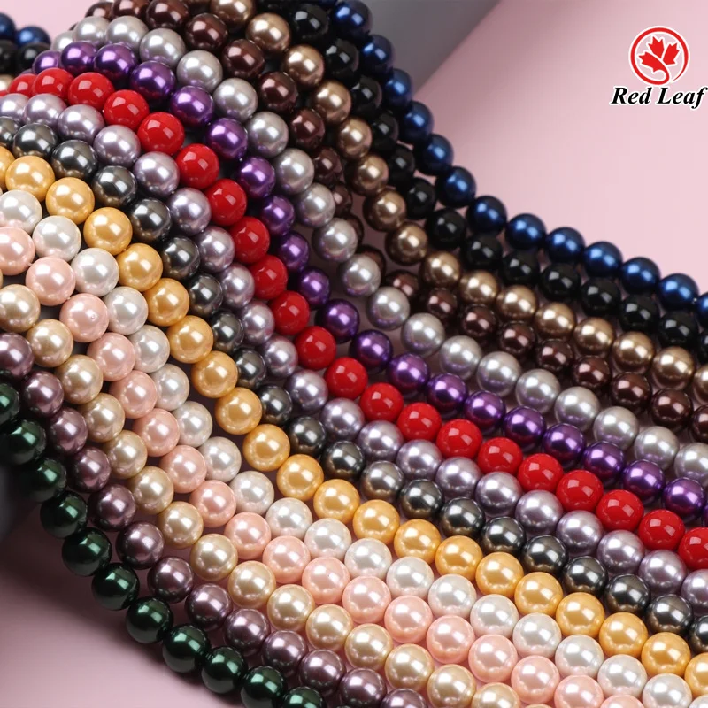 

Redleaf 8-12mm Colorful Natural Shell Pearl 5A Grade Natural Round Beads Shell Pearls Strand For Necklace