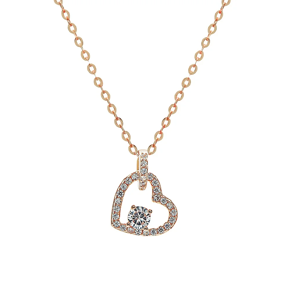 

Women Silver Necklace Love Heart 18K Gold Plated S925 Sterling 925 Silver Jewelry, Silver, rose gold, gold