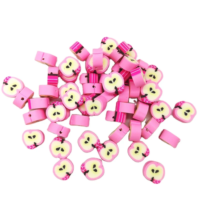 

Hobbyworker 100pcs New Pink Fruit Apple Clay Beads for Bracelet Necklace Earring Jewelry Making B0417