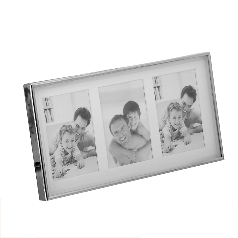 

Triple Pictures Photo Frame Silver Plated Shadow Box Photo Frame