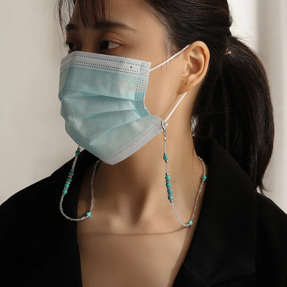 

Women Eyeglass Chains Turquoise Maskes Necklace Holder Beaded Masking Lanyard Strap Face Maskes Chain