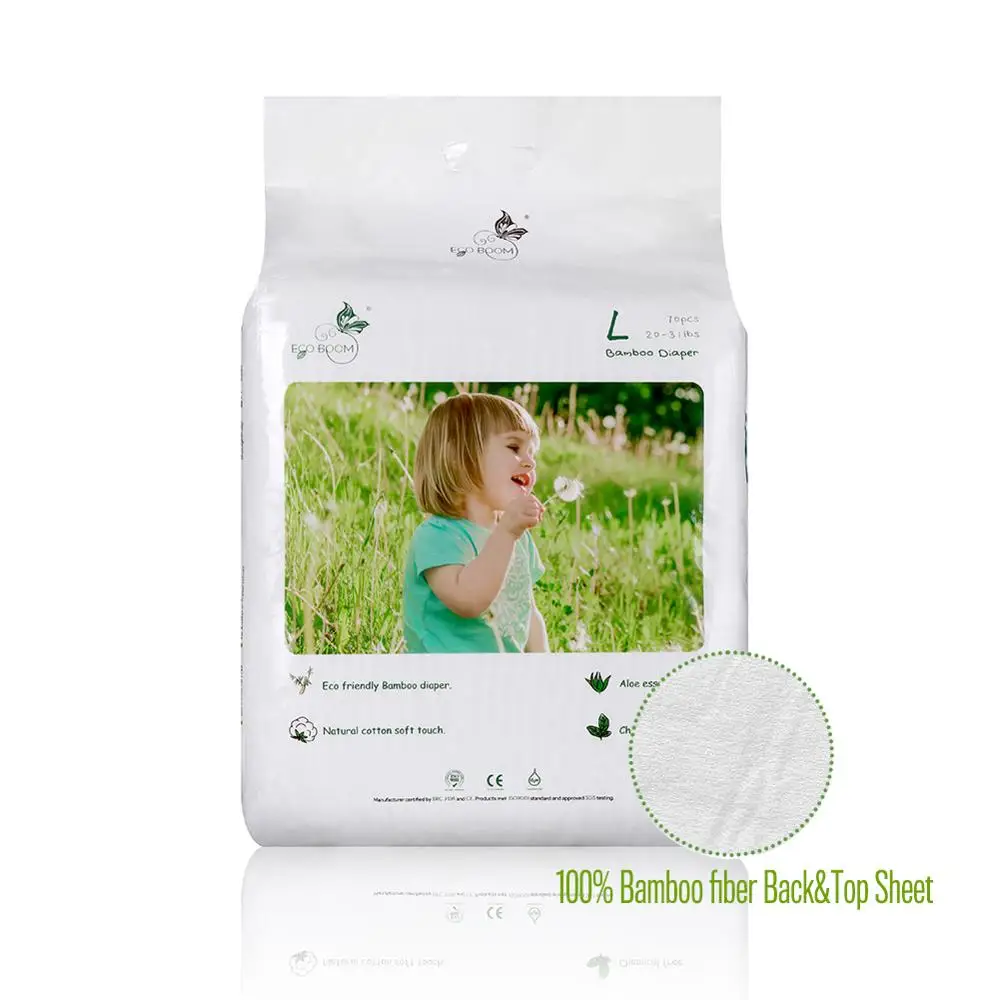 

Organic biodegradable disposable bamboo baby diapers in bales OEM available nappy size L-36Count