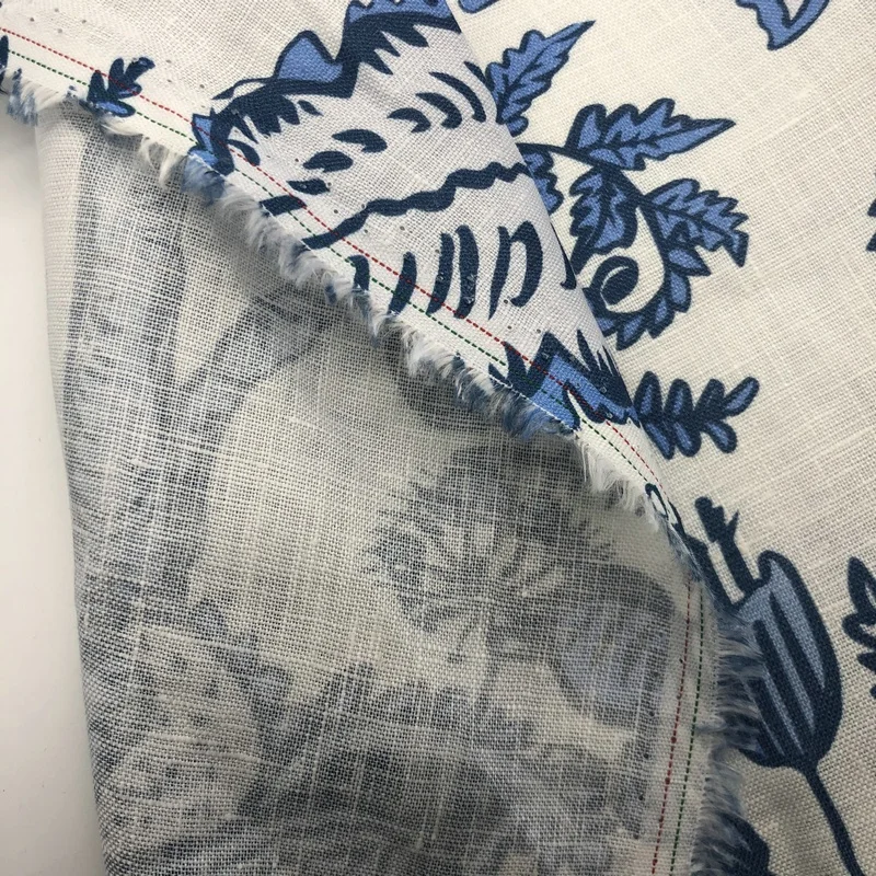 
Digital Print Custom Design 160gsm 100% Pure Linen fabric for Blouses and Shirts 