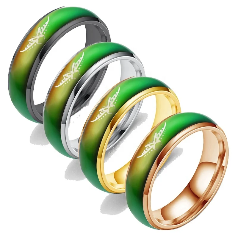 

Changing Color Rings Mood Emotion Feeling Temperature Rings For Women Men Couples Rings Jewelry, Black, gold, rose gold