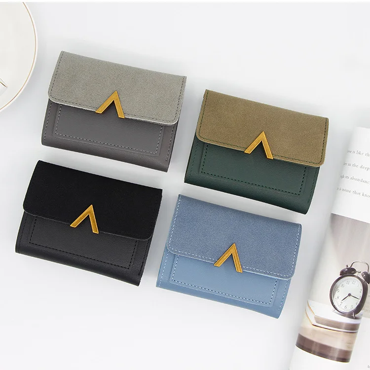 

customised fashion high quality small pu leather credit card holder short wallets women coin purse, 8 colors / customized