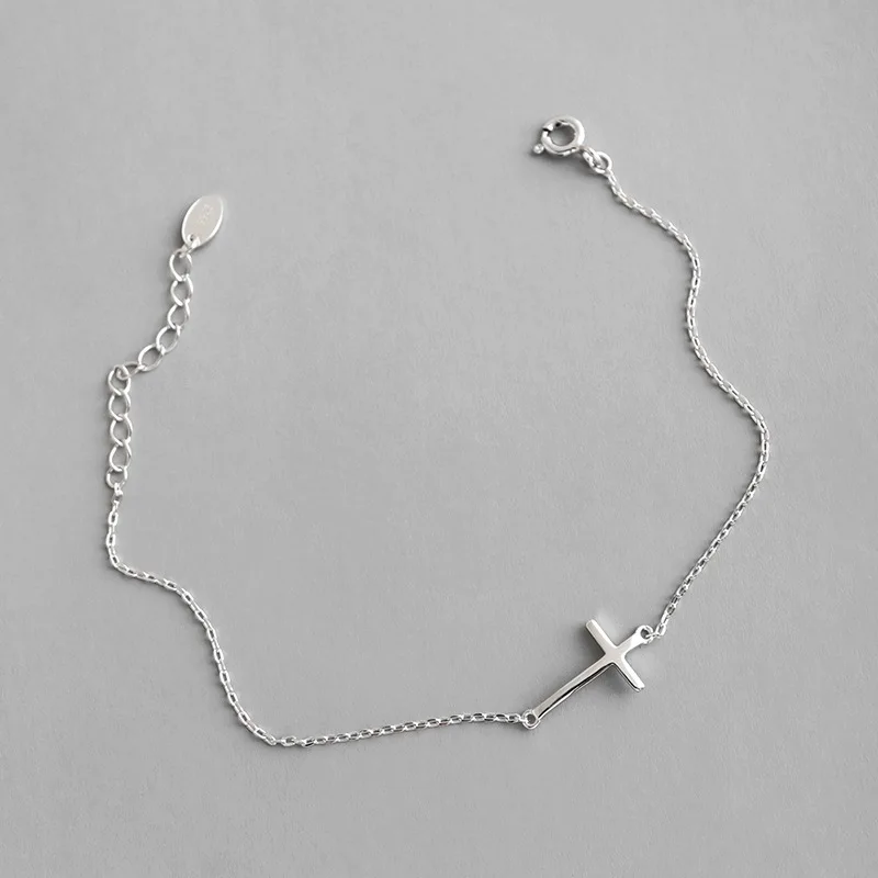 

Fashion Hotsale Religious Adjustable Chain S925 Cross Bracelet 925 Sterling Silver Cross Bracelet