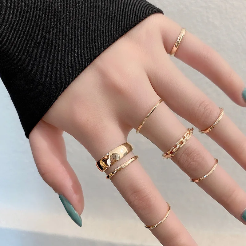 

New Fashion High Quality Jewelry Gold Plated Trendy Women Rings Set