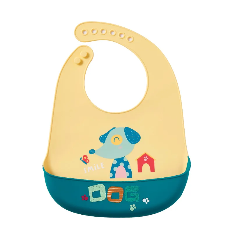 

Toddler Newborn Saliva Pocket Waterproof Bib Soft Silicone Baby Eating Bibs with Food Catcher