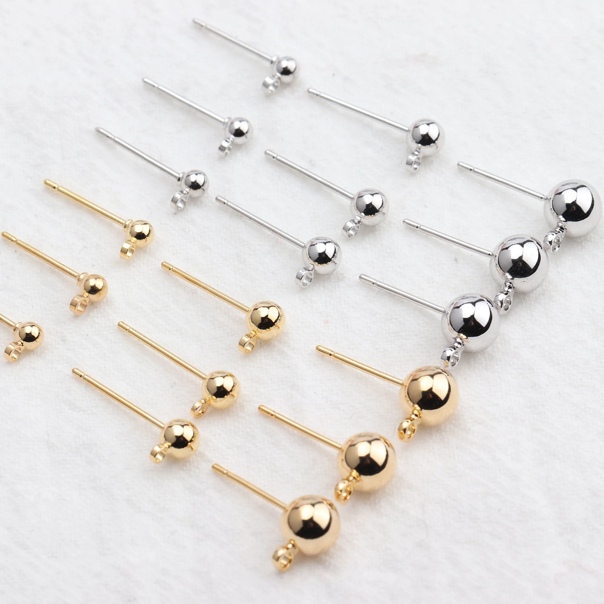 

Mini 18K Gold Plated Needles Diy Earrings Studs For Women Jewelry Findings & Components M575 100pcs/lot, Gold,silver