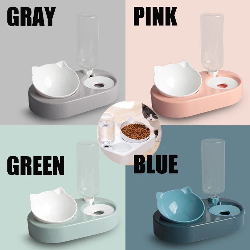 

2-in-1 Dispenser Automatic Water Storage Dog Cat Bowl Food Container with Pet Waterer Feeder