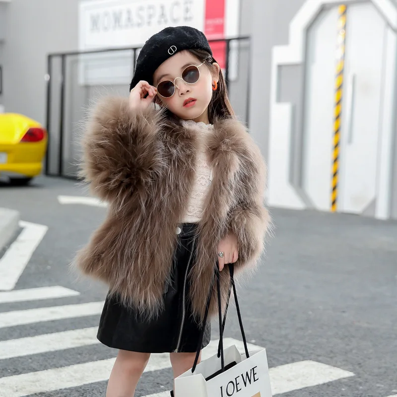 

Winter warm children's clothing girl faux fur stitching coat kids jacket fashion clothes, Picture