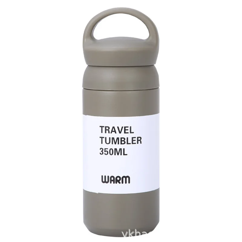 

50pcs MOQ 350ml Wholesale customized double wall 304 stainless steel travel coffee mug tumbler thermos vacuum flask with handle, Available colors or custom colors