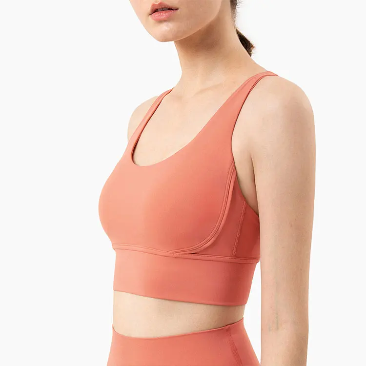 

Apparel Gym Wear Yoga Top Cross Back front stitching chest line tailored Sport Bras Sexy High Impact Fitness yoga Bra