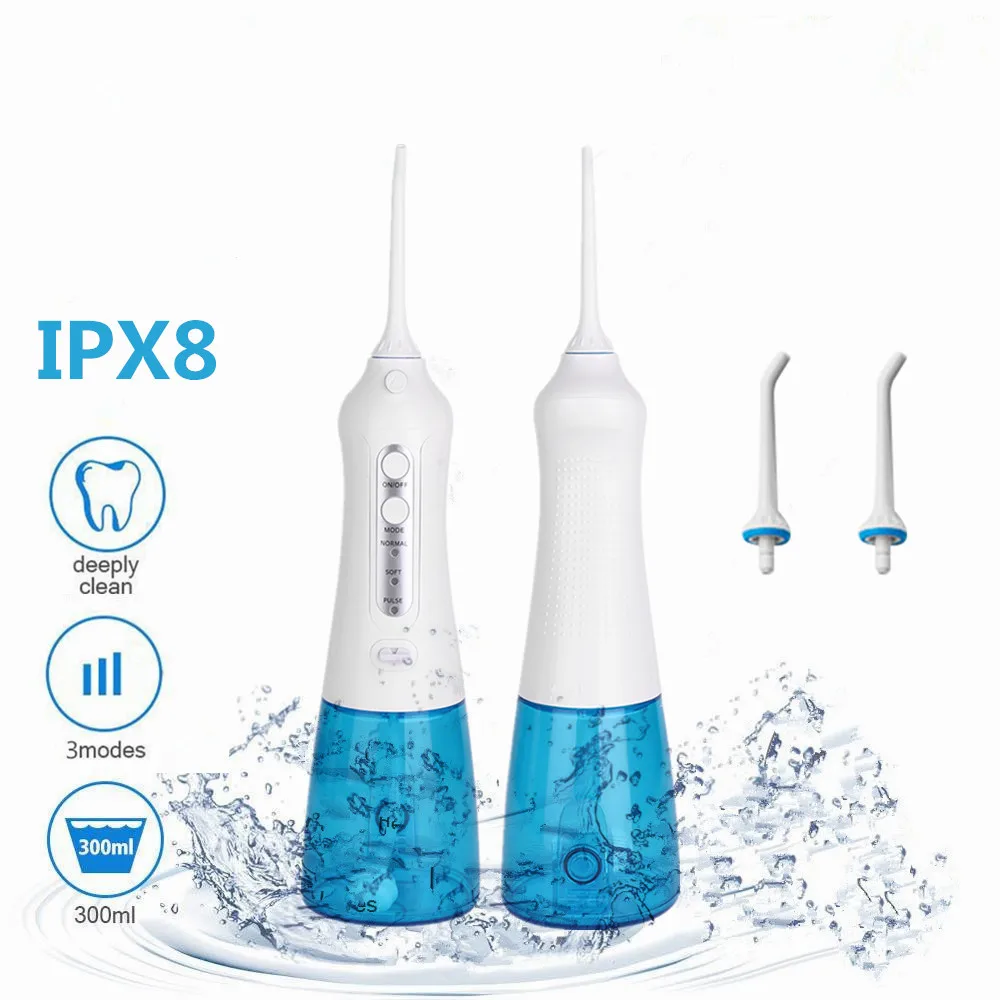 

Protable Oral Irrigator Dental water jet portable water flosser for teeth cleaning USB Rechargeable cordless water flosser, White, pink,green