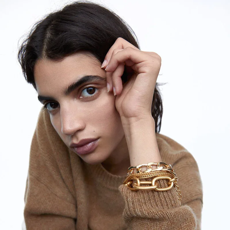 

Yingchao 2021 Za Wholesale Fashion Simple Design Vintage Charm Gold Metal Boho Bracelet Bangle For Women Jewelry Accessories, Same as picture