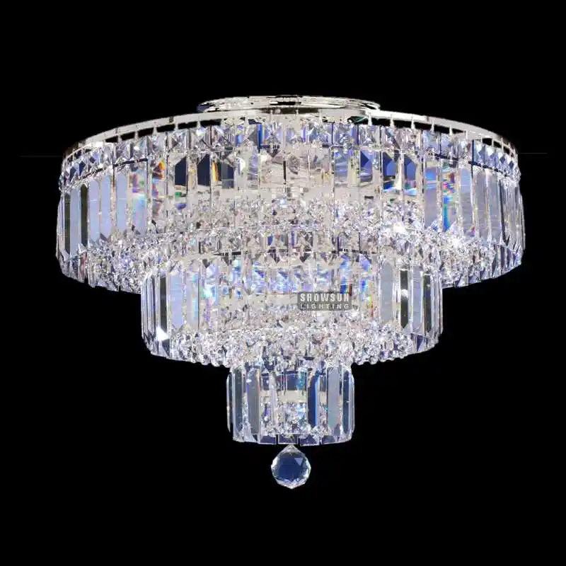 Round Design Living Room Bedroom Hotel Lobby Crystal Ceiling Lights Suspended Ceiling Lamp