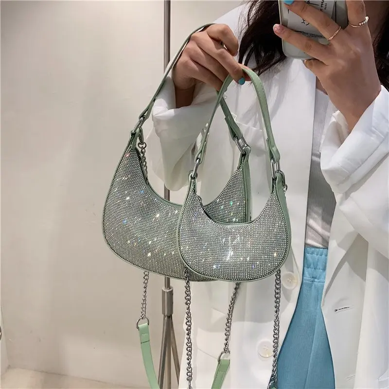 

2021 Latest Fashion Women Diamond Handbag Luxury Underarm Hand Bags Casual Purses For Females
