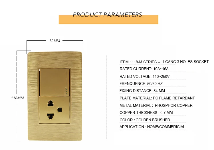 Thailand Philippine Canada Usa Standard 3 Pin Receptacle Outlet Socket