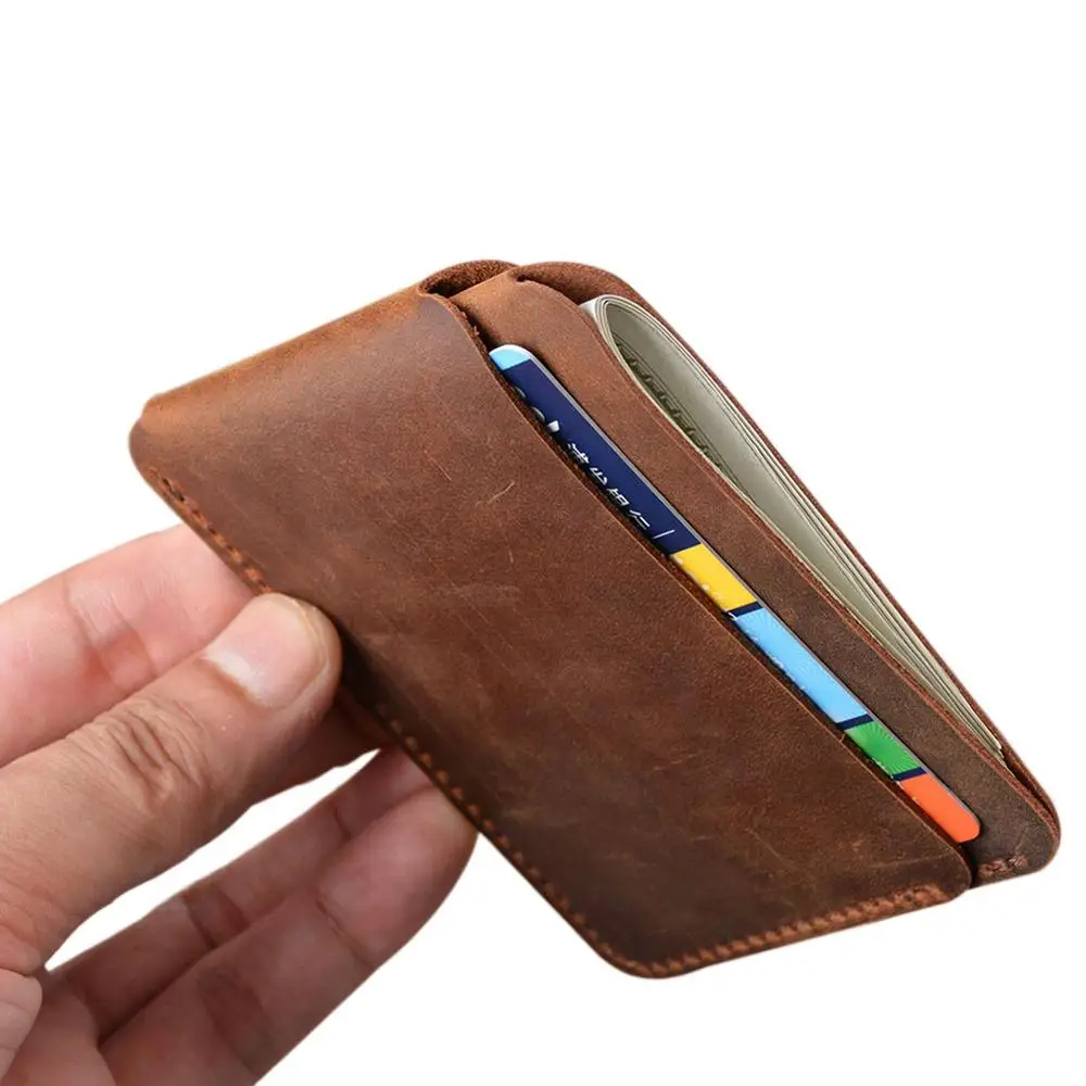 

Boshiho Retro Men Credit Id Coin Leather Front Pocket Black Slim Customise Crazy Horse Leather Business Wallet Card Holder, Blue ,green ,black ,brown,purple