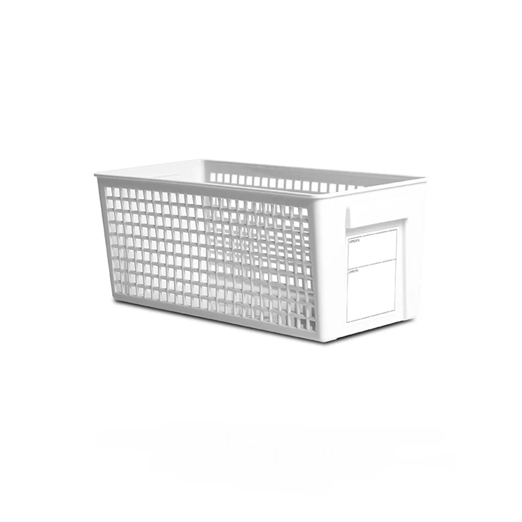 

Plastic storage bins plastic organizer storage box bin with label, White apricot