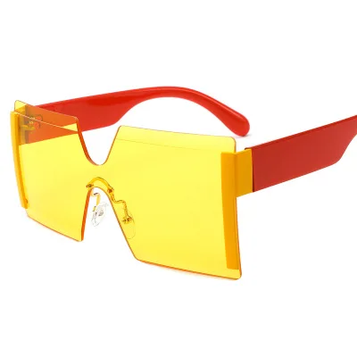 

Women's Oversized Glasses Semi Rimless Square Sunglasses Designer Brand Luxury Large Female Sun Glasses One Pieces Lens Oc