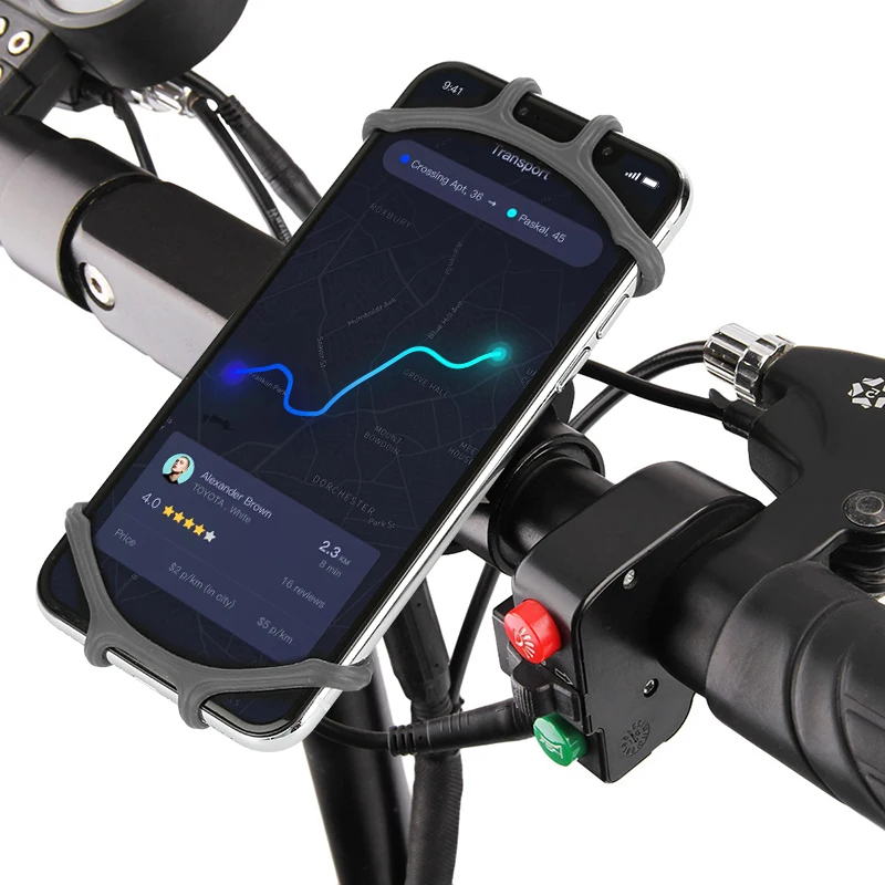 

Universal Bicycle Mobile Phone Holder Silicone Motorcycle Bike Handlebar Stand Mount Bracket Mount Phone Holder For iPhone, Black
