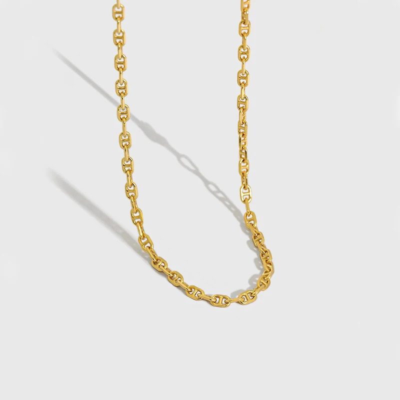 

18k gold plated chain Ins minimalist pig nose chain Choker S925 sterling silver necklace for women chains charm, Optional as picture,or customized